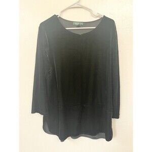 Lauren Ralph Lauren Black Velvet Velour shirt Tunic Long Sleeve Top size 2X